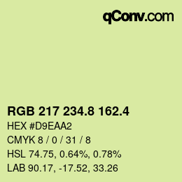 カラーコード: RGB 217 234.8 162.4 | qconv.com