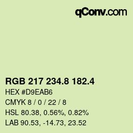 カラーコード: RGB 217 234.8 182.4 | qconv.com
