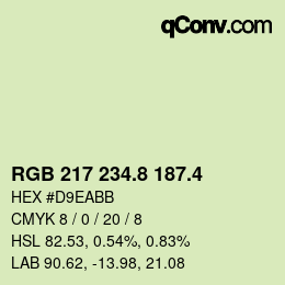 カラーコード: RGB 217 234.8 187.4 | qconv.com
