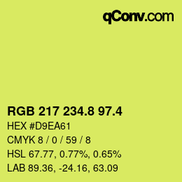 カラーコード: RGB 217 234.8 97.4 | qconv.com