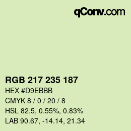 Código de color: RGB 217 235 187 | qconv.com