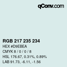 カラーコード: RGB 217 235 234 | qconv.com