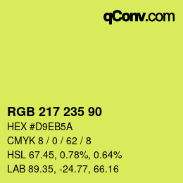 Color code: RGB 217 235 90 | qconv.com