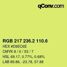 カラーコード: RGB 217 236.2 110.6 | qconv.com