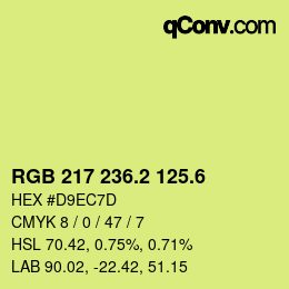 カラーコード: RGB 217 236.2 125.6 | qconv.com