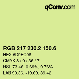 カラーコード: RGB 217 236.2 150.6 | qconv.com