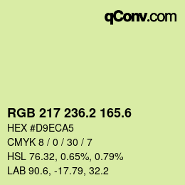 カラーコード: RGB 217 236.2 165.6 | qconv.com