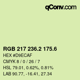 カラーコード: RGB 217 236.2 175.6 | qconv.com