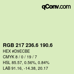 カラーコード: RGB 217 236.6 190.6 | qconv.com