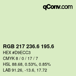 カラーコード: RGB 217 236.6 195.6 | qconv.com