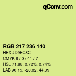 カラーコード: RGB 217 236 140 | qconv.com