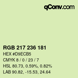 Color code: RGB 217 236 181 | qconv.com
