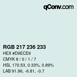 カラーコード: RGB 217 236 233 | qconv.com