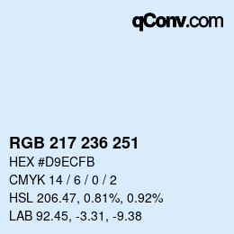 Color code: RGB 217 236 251 | qconv.com