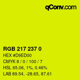 Color code: RGB 217 237 0 | qconv.com