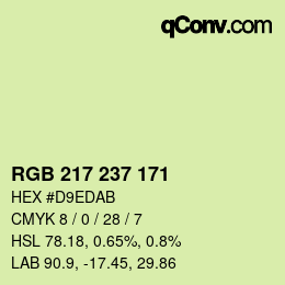 Código de color: RGB 217 237 171 | qconv.com