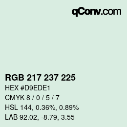 カラーコード: RGB 217 237 225 | qconv.com