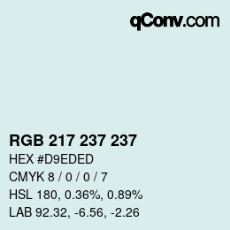 カラーコード: RGB 217 237 237 | qconv.com