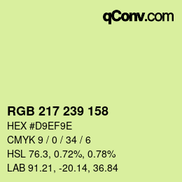 Color code: RGB 217 239 158 | qconv.com