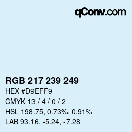 Color code: RGB 217 239 249 | qconv.com