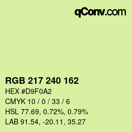 Color code: RGB 217 240 162 | qconv.com