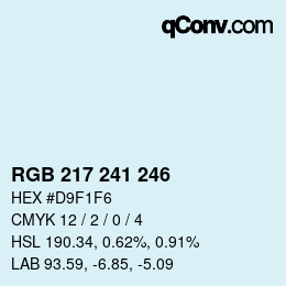 Color code: RGB 217 241 246 | qconv.com