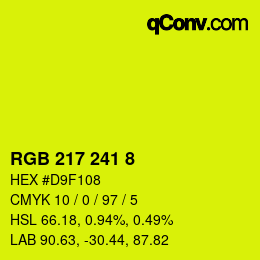 カラーコード: RGB 217 241 8 | qconv.com