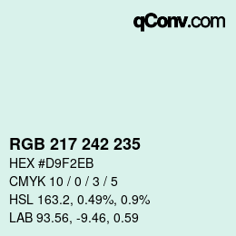カラーコード: RGB 217 242 235 | qconv.com