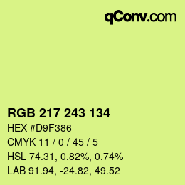 Color code: RGB 217 243 134 | qconv.com