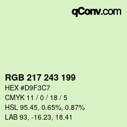Código de color: RGB 217 243 199 | qconv.com