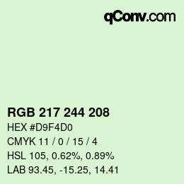 Color code: RGB 217 244 208 | qconv.com