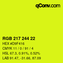 カラーコード: RGB 217 244 22 | qconv.com