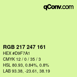 颜色代码: RGB 217 247 161 | qconv.com