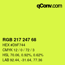 Color code: RGB 217 247 68 | qconv.com