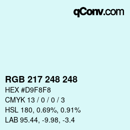 Color code: RGB 217 248 248 | qconv.com