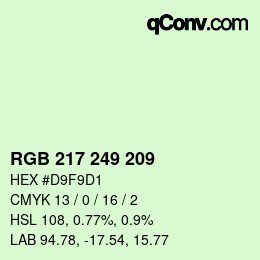 カラーコード: RGB 217 249 209 | qconv.com