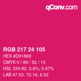 カラーコード: RGB 217 24 105 | qconv.com