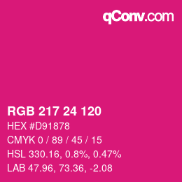 カラーコード: RGB 217 24 120 | qconv.com