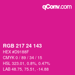 カラーコード: RGB 217 24 143 | qconv.com