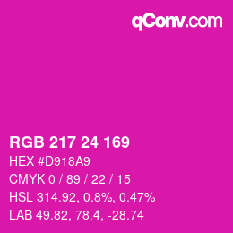 カラーコード: RGB 217 24 169 | qconv.com