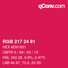 カラーコード: RGB 217 24 81 | qconv.com