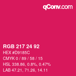 颜色代码: RGB 217 24 92 | qconv.com