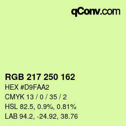 カラーコード: RGB 217 250 162 | qconv.com
