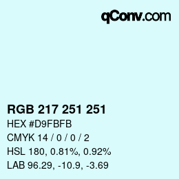 Color code: RGB 217 251 251 | qconv.com