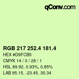 カラーコード: RGB 217 252.4 181.4 | qconv.com