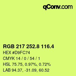 カラーコード: RGB 217 252.8 116.4 | qconv.com