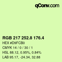 カラーコード: RGB 217 252.8 176.4 | qconv.com