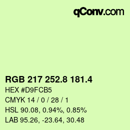 カラーコード: RGB 217 252.8 181.4 | qconv.com
