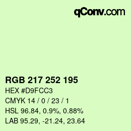 カラーコード: RGB 217 252 195 | qconv.com