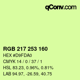 Color code: RGB 217 253 160 | qconv.com